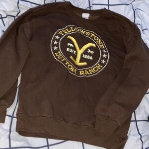Yellowstone Dutton Ranch Brown Crewneck Sweater